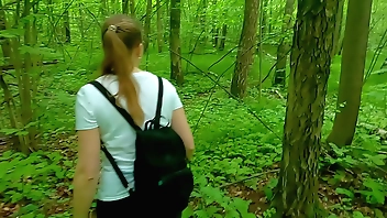 Shy student girl helped me cum and showed her naughty talents! Risky blowjob and handjob in the forest with birds singing! Active by Nata Sweet