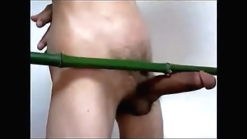 陰茎を竹の棒で打撃する
