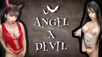 jerk off conquest JOI pretty angel and gorgeous devil cosplay teasing to get your cum which one will you choose??