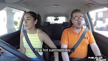 Student driver publicly sucks instructor before pussyfucking