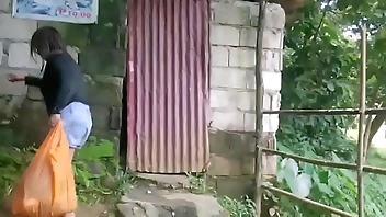 Filipina Fucks in Public Toilet by the River