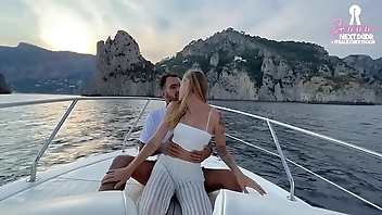 Fucking the captain on my boat tour to Capri while the crew watches