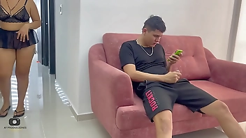 If you don't fuck me hard I'll tell my husband that you masturbate to my photos. Latina MILF stepmom gets fucked hard by greedy girl. H.L.