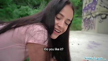 Public Agent 19 year old Innocent fucked in the rain by a huge cock