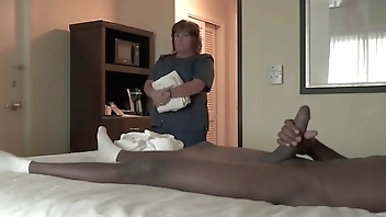 NICHE PARADE - BBW Hotel Maid Strokes Big Black Cock With White Hands