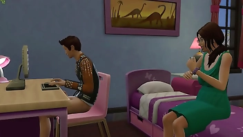 My step-mom has an anniversary surprise for me, she proposes me a cake and the first time she speaks and talks and then he offers to have sex with me