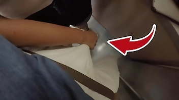 Unknown Blonde Milf with Big Tits Started Touching My Dick in Subway ! That's called Clothed Sex?