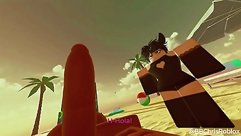 Black bull fucking femboy bunny in roblox. (spanish sub)