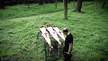 Three teen slaves punishment and humiliated in rough bdsm