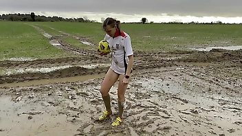 Muddy Football Practise then threw off my shorts and knickers (WAM)