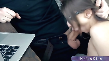 Teen Blowjob when BF working