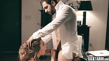 Sexy babe with perfect ass Tiffany Watson cleaned guys pants and his big hard penis