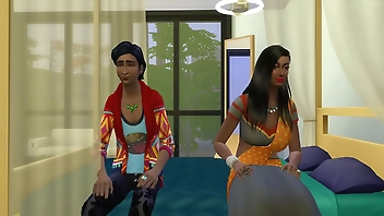 Indian step mom catches her masturbating on the bed In His Room Then she called him to her room to help him have sex for the first time