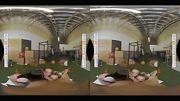 Naughty America - Aiden Ashley, Jazmin Luv, and Lily Larimar surprise their personal trainer with their 3 wet pussies