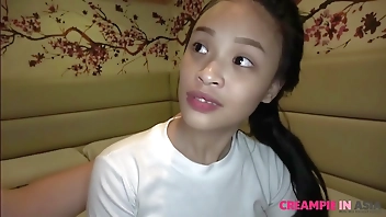 Shy Thai teen gets licked and fucked bareback