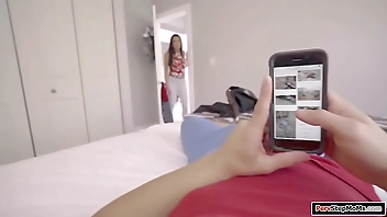 Mature stepmom rides her stepsons dick