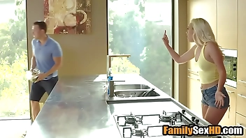 Stepbrother rips step sister's yoga pants off to fuck her