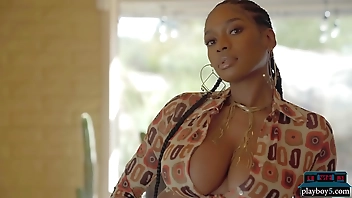 Huge natural tits Ebony playboy model Nyla shows off everything