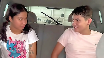 Little Latina gets hard fucked in her older stepbrother's car.
