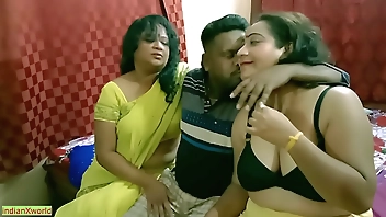 Indian Bengali boy getting scared to fuck two milf bhabhi !! Best erotic threesome sex
