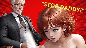 Step-Grand-Daddy's big dick cum's in mouth to virgin teen in school office