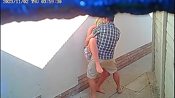 Cctv camera caught couple fucking outside public restaurant
