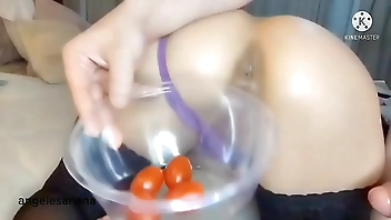 He fills my ass with cherris and coke, anal enema and fucked. Pervert couple!