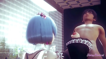 Re Zero Hentai - Rem Handjob with POV (Uncensored) - Japanese Asian manga anime game porn