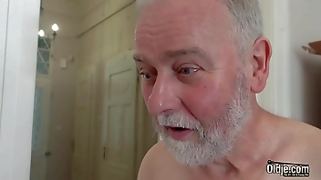 White hair old man has sex with nympho teen that wants his cock insider her