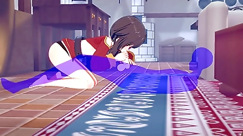 KonoSuba Hentai - Megumin blowjob and cum in her mouth - Japanese Asian Manga anime game porn