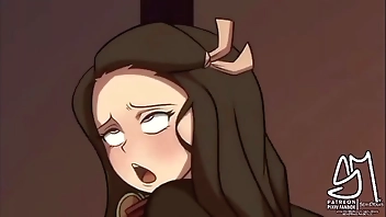 Tanjiro crowds at Nezuko