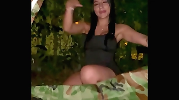 After a long trip we had sex in the camp and cum outdoors