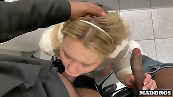 An English manager gets fucked in the toilets and elevator during her work!!!