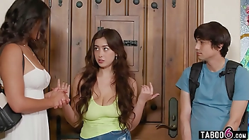 Stepniece catches stepmom and stepson fucking and wants to join them