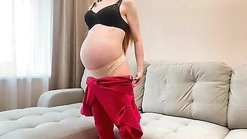 Cum Twice in Redhead Stepmom Nine Months Pregnant - She Best Sucks and Rides Cock