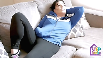 Busty Brunette Stepmom Comes Home After Hard Workout