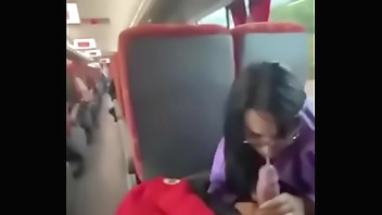 Blowjob and fucking in a public bus